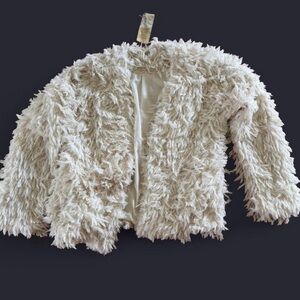 Mystree Cream Fuzzy Cardigan